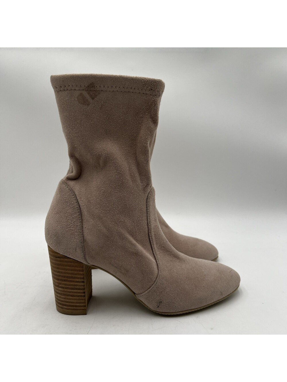 Women’s Stuart Weitzman Yuliana Stretch Beige Suede Sock Bootie Size 6B